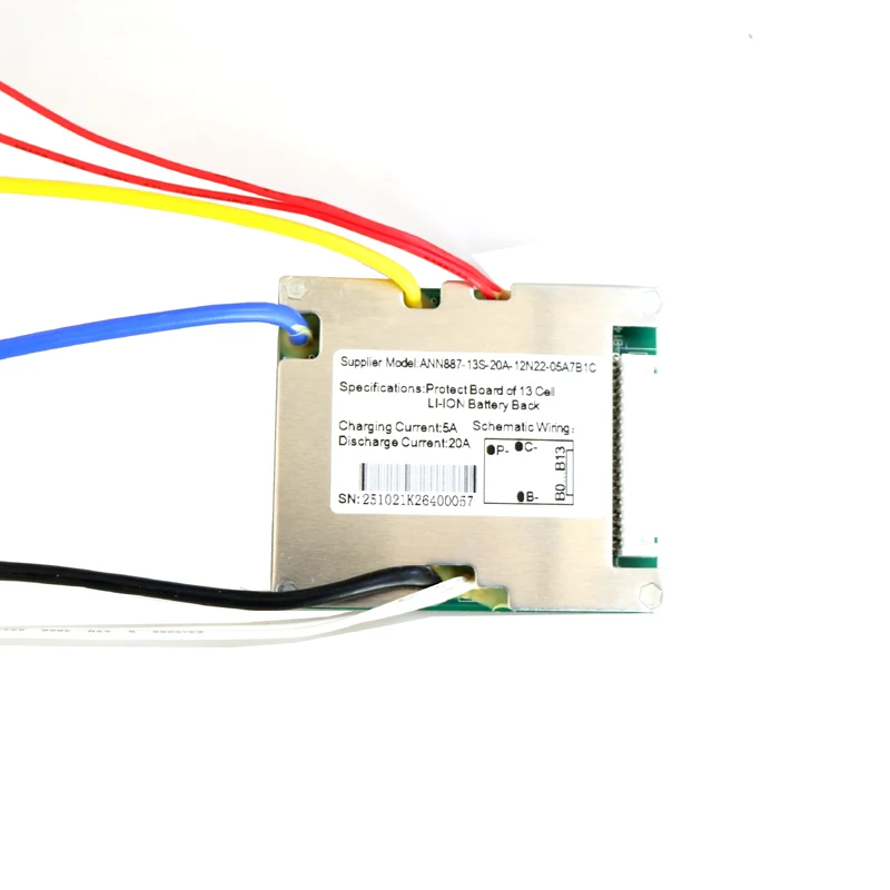 Bateria litowa 48 V do rowerów elektrycznych BMS 13S 48 V 20 A BMS Napięcie ładowania 54,6 V z funkcją balansu i włącznikiem/wyłącznikiem BMS/PCM