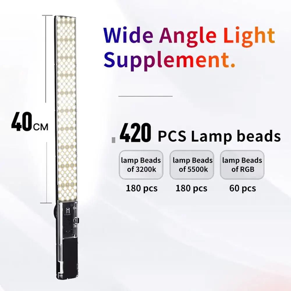 용인 YN360 III YN360III 프로 핸드 헬드 LED 비디오 라이트 터치 Bi-colo 3200k-5500k RGB 컬러 조정