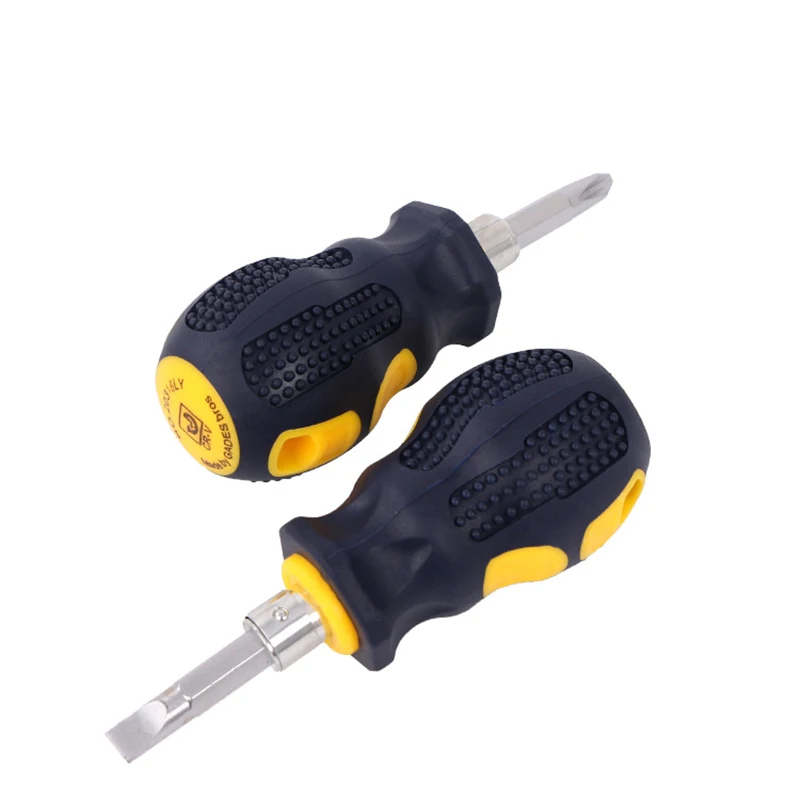 New Double-Use Phillips Shank Hand Tools Screwdriver Mini Repair Short Handle Slotted Removable/Adjustable Magnetic Head