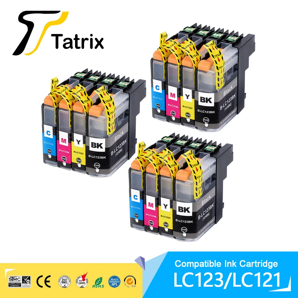 For Brother LC123 Ink Cartridge Compatible For MFC-J4510DW MFC-J4610DW Printer Ink Cartridge LC121 MFC-J4410DW MFC-J4710DW