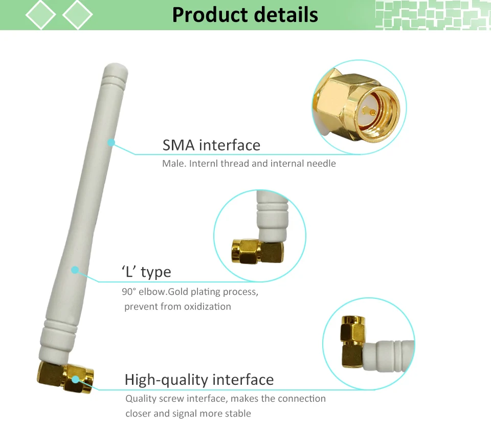 EOTH 2/5 Stück 868MHz Antenne 3dBi Verstärkung SMA Stecker Weiß und 4. RG0.8 Pigtail LoRaWAN für Lora IoT Geräte Gateway Drahtlosmodul – Detail 3