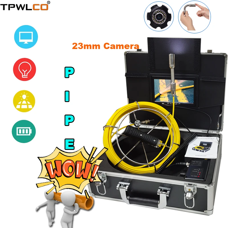 

TPWLCO Pipe Inspection Waterproof Endoscope Sewer System With DVR 20-50m Cable Industrial CCTV Camera 7inch LCD Monitor 23mm