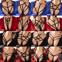 Pentagram Harness Bra Women Lingerie Cage Sexy Crop Top Elastic Belt Body Harness Bondage Punk Gothic Rave Halloween Clothing