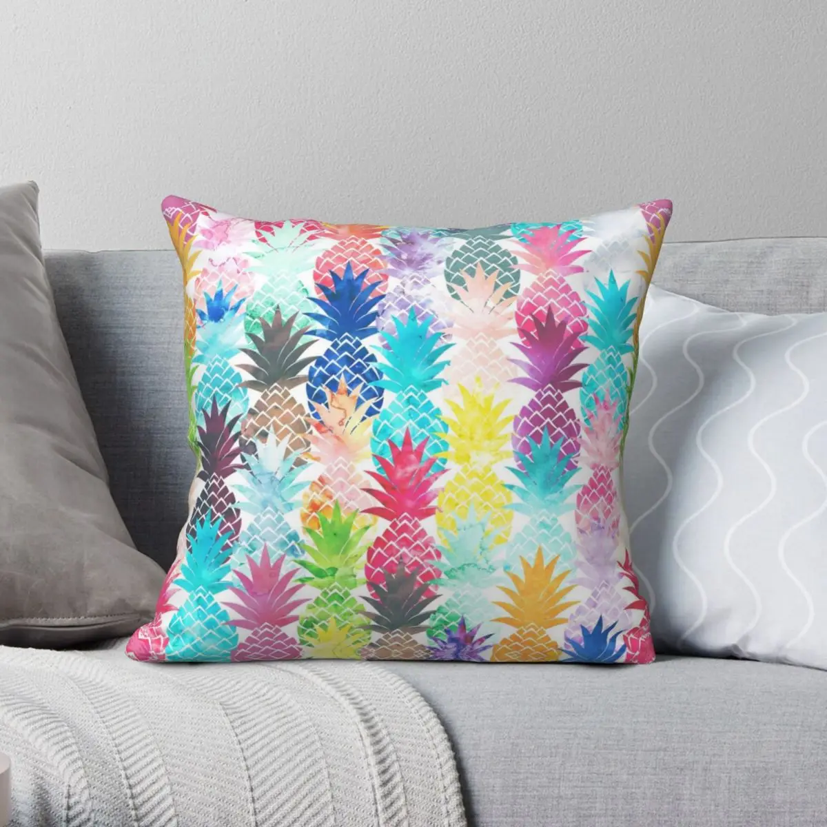 

Hawaiian Pineapple Tropical Watercolor Pillowcase Polyester Linen Velvet Zip Decor Pillow Case Bed Cushion Cover Wholesale