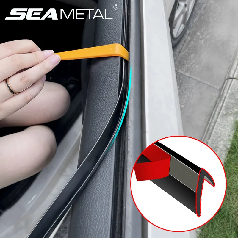 Car Side Window Seal Strip Noise Insulation Car Window Lift Sealing Strips Auto Rubber Side Window Filler V Shape Weatherstrip