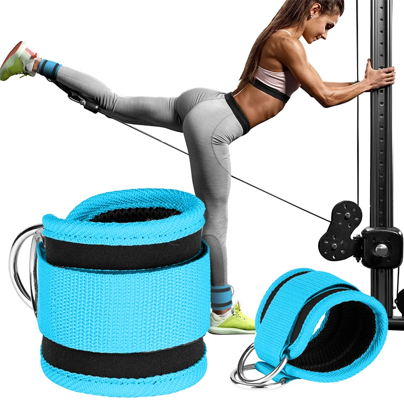 Fitness Adjustable D-Ring Ankle Straps For Cable Machines Foot Support Ankle Protector Padded Gym Cuff For Kickbacks Glute Legs