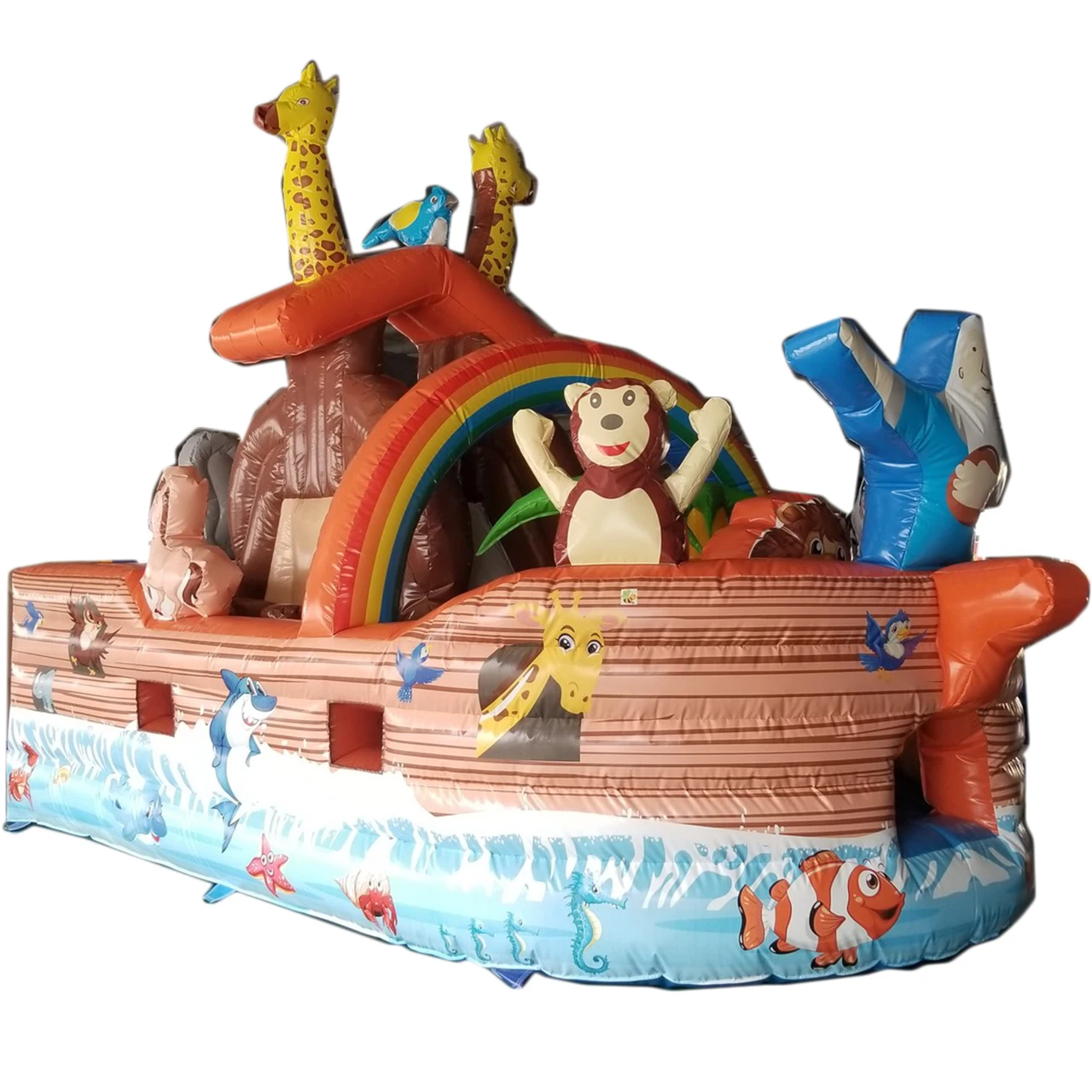 Latest Design Animal's House Topic  Ship Appearance Customized PVC Inflatable Bouncer Castle trampoline jumping house with slide