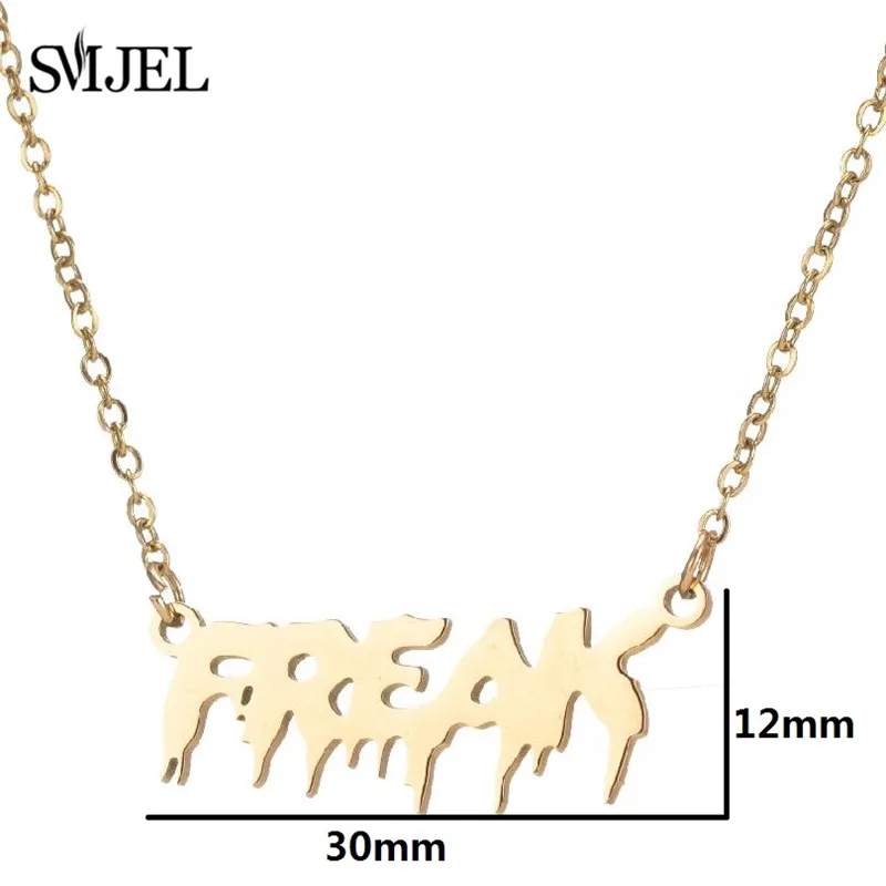 Gothic Creative Word Pendant Necklace Hip Hop Stainless Steel Letter Freak Prince Jesus Gross Babygirl Necklace Harajuku Jewelry