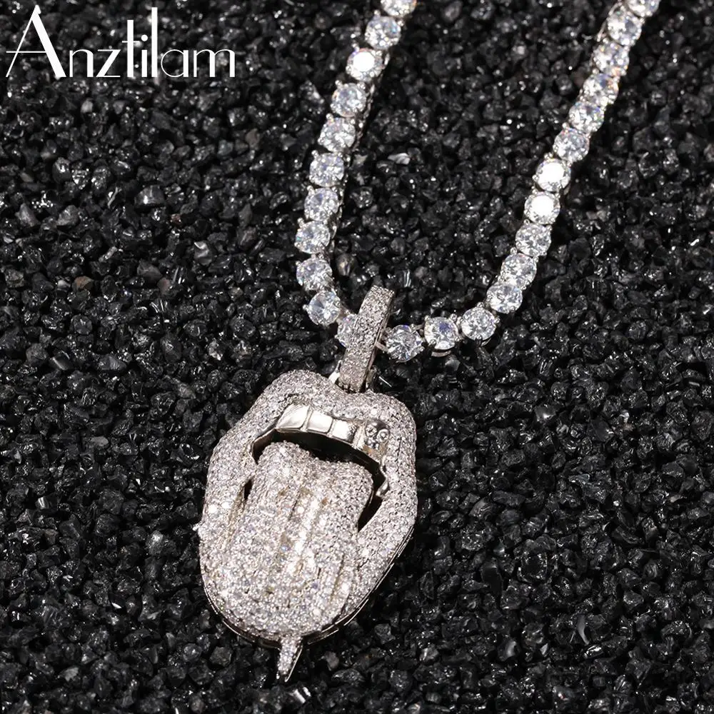 

Anztilam хип-хоп язык Iced Out кулон ожерелье для мужчин женщин кубический циркон панк ювелирные изделия Прямая поставка Бесплатная доставка