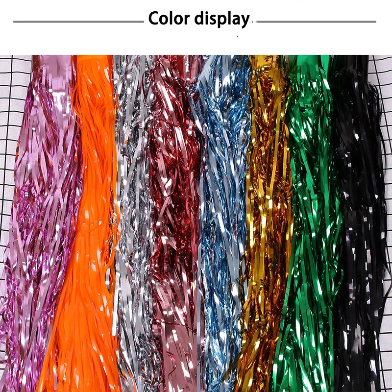 1X2M Metallic Foil Fringe Table Skirt Gold Tinsel Tutu Table Skirts For Wedding Decoration Baby Shower Rectangle Tables