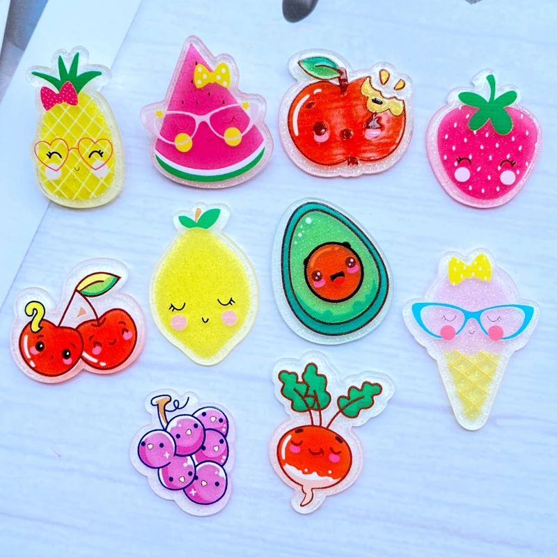 10Pcs Kawaii carino serie di frutta mista posteriore piatta cabochon acrilici Scrapbooking gioielli fai da te decorazione artigianale accessori H88