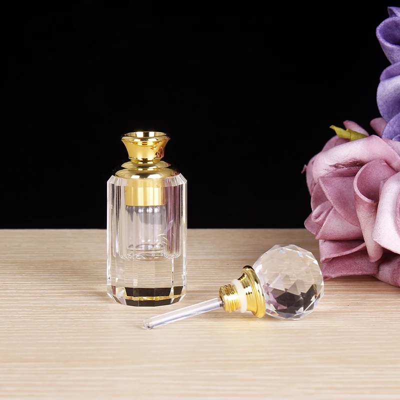Portable 1ML Crystal Essential Oil Bottle Refillable Clear Glass Perfume Bottle For Lady Wedding Home