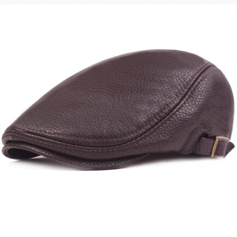 HT2792 Berets Autumn Winter Cap Hats for Men High Quality Leather Hat Male Flat Cap Artist Painter Hat Men Beret Cap