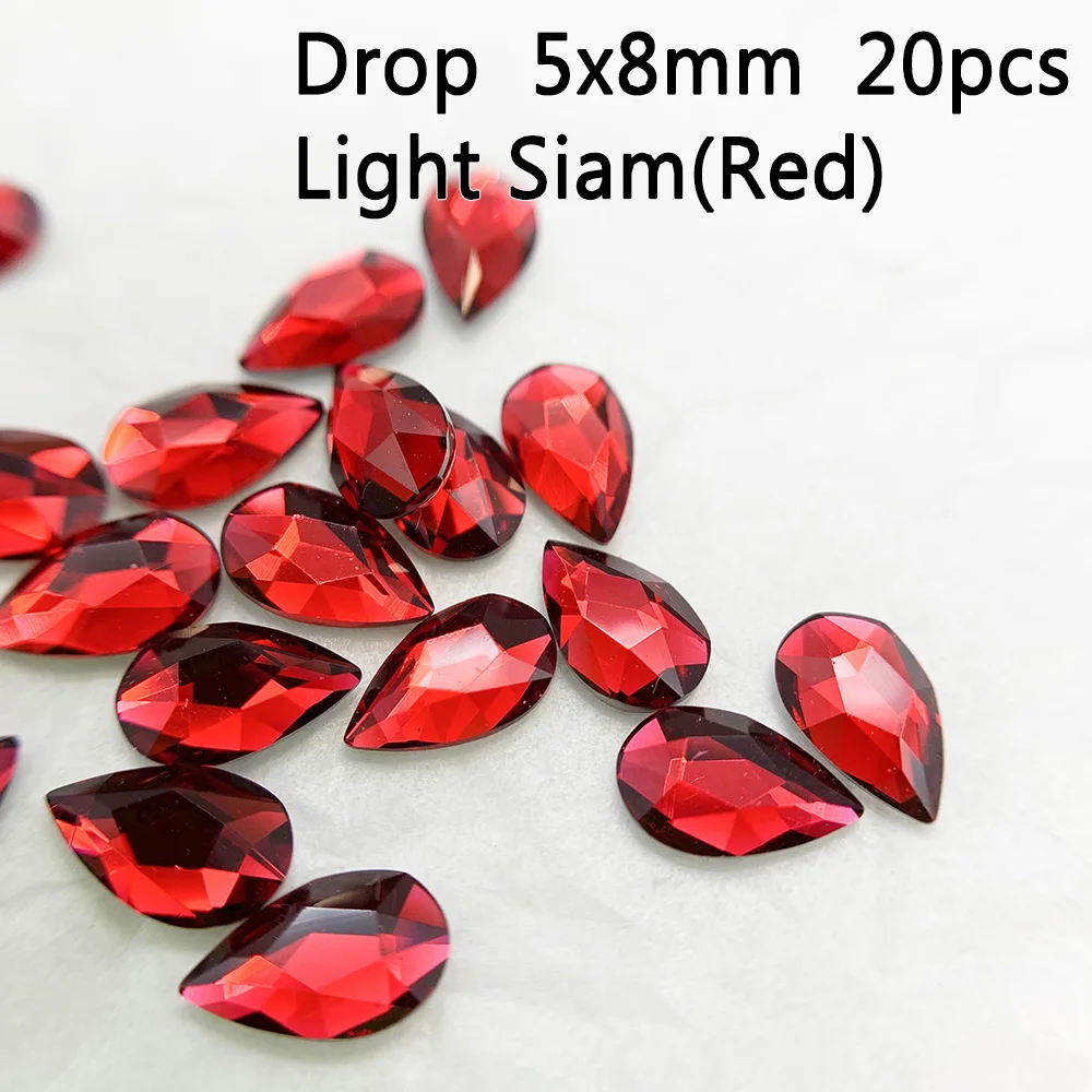 20pcs Glass Crystal Rhinestones 3D Drop Stones Nail Art Decoration Strass Polishing Charm Design Garment Accessories Jewelry