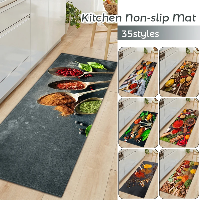 

35 Style Fashion Simple Nordic Kitchen Element Creative Print Floor Mat Absorbent Carpet Long Strip Door Mat Modern Home Decor