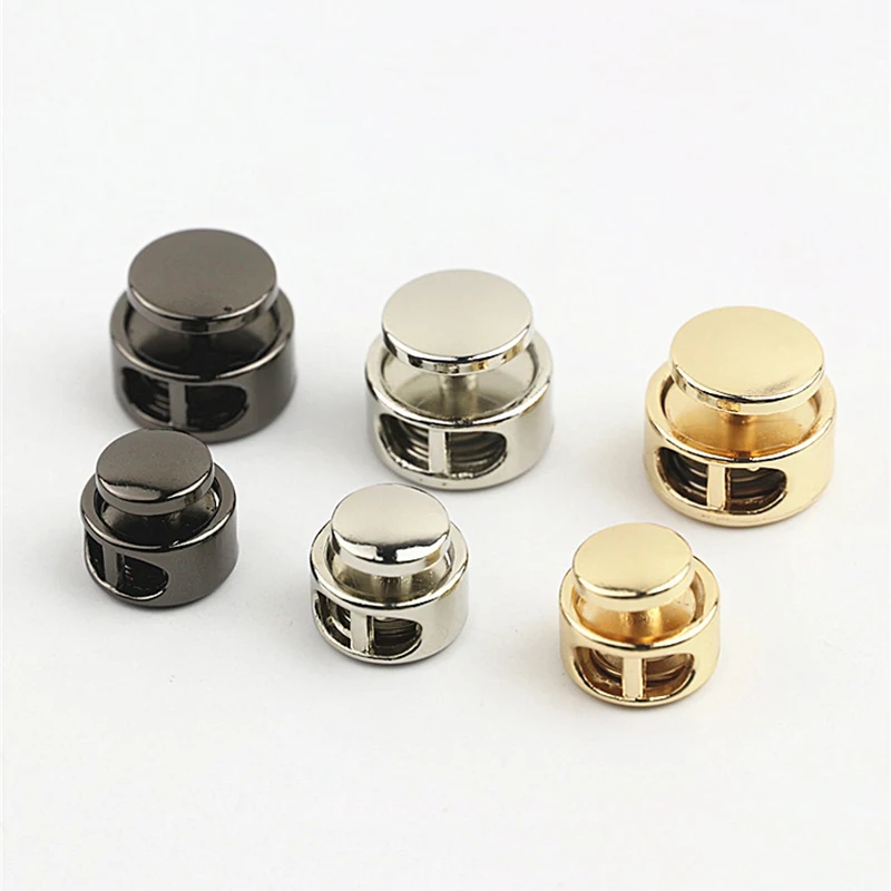 1pcs Metal Beam Rope Buckle Double Holes Round Bead Shape Clasp for DIY Clothes Bag Sportswear Shoelace Rope Parts Accessories