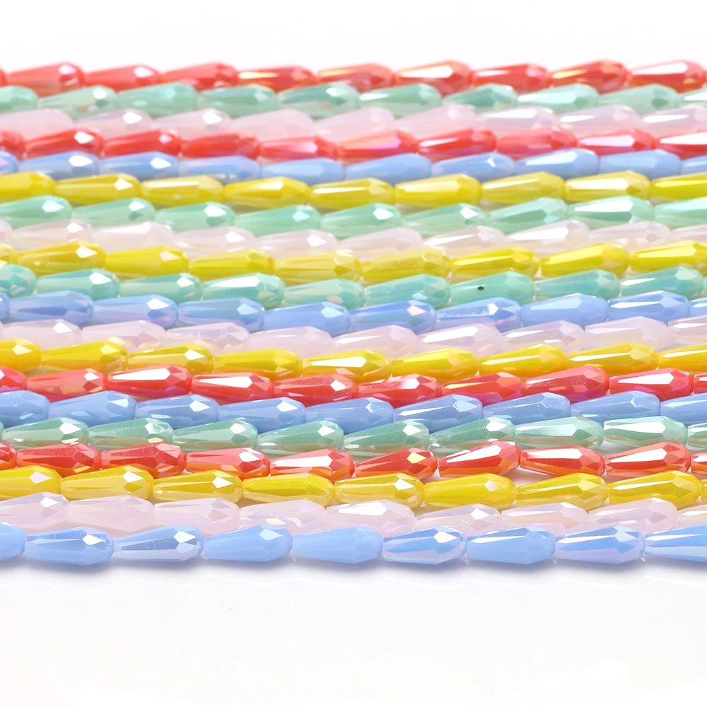 70Pcs/Lot Czech Glass Droplet 4x10mm Long Drop Faceted Loose Beads Chinese Beading Crystal Jewelry Accesories Making Wholesale