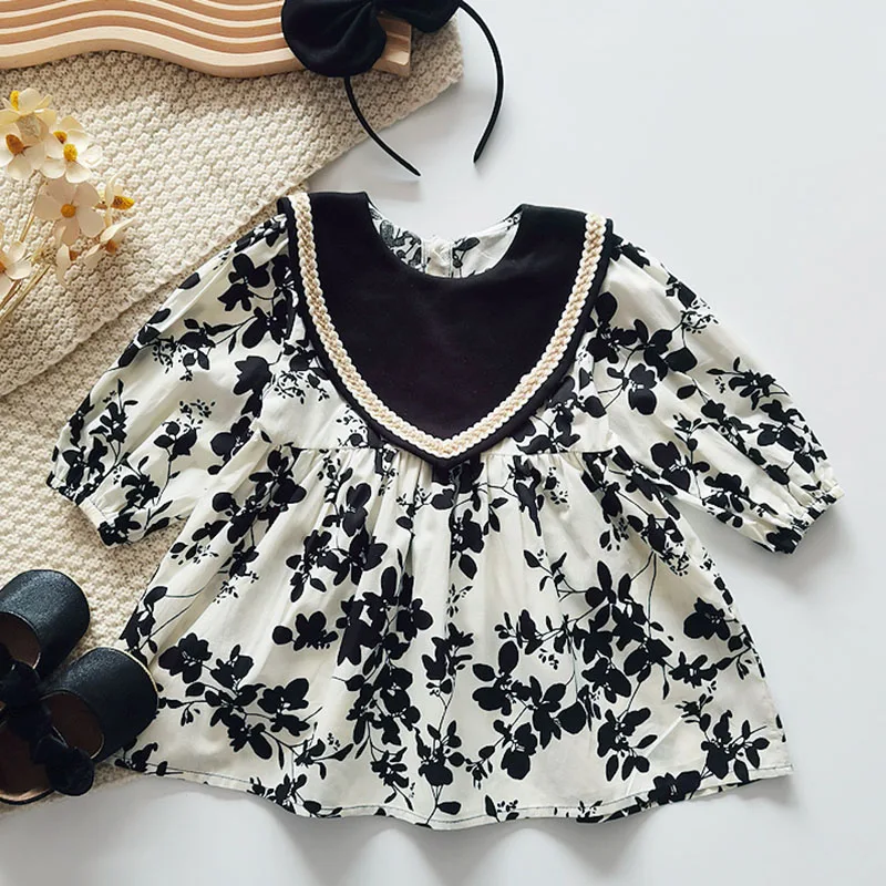 Kids Baby Girl Sister Dress Rompers Girl Long Sleeve Printing Dress Rompers Spring Autumn Baby Girl Newborn Rompers Clothes