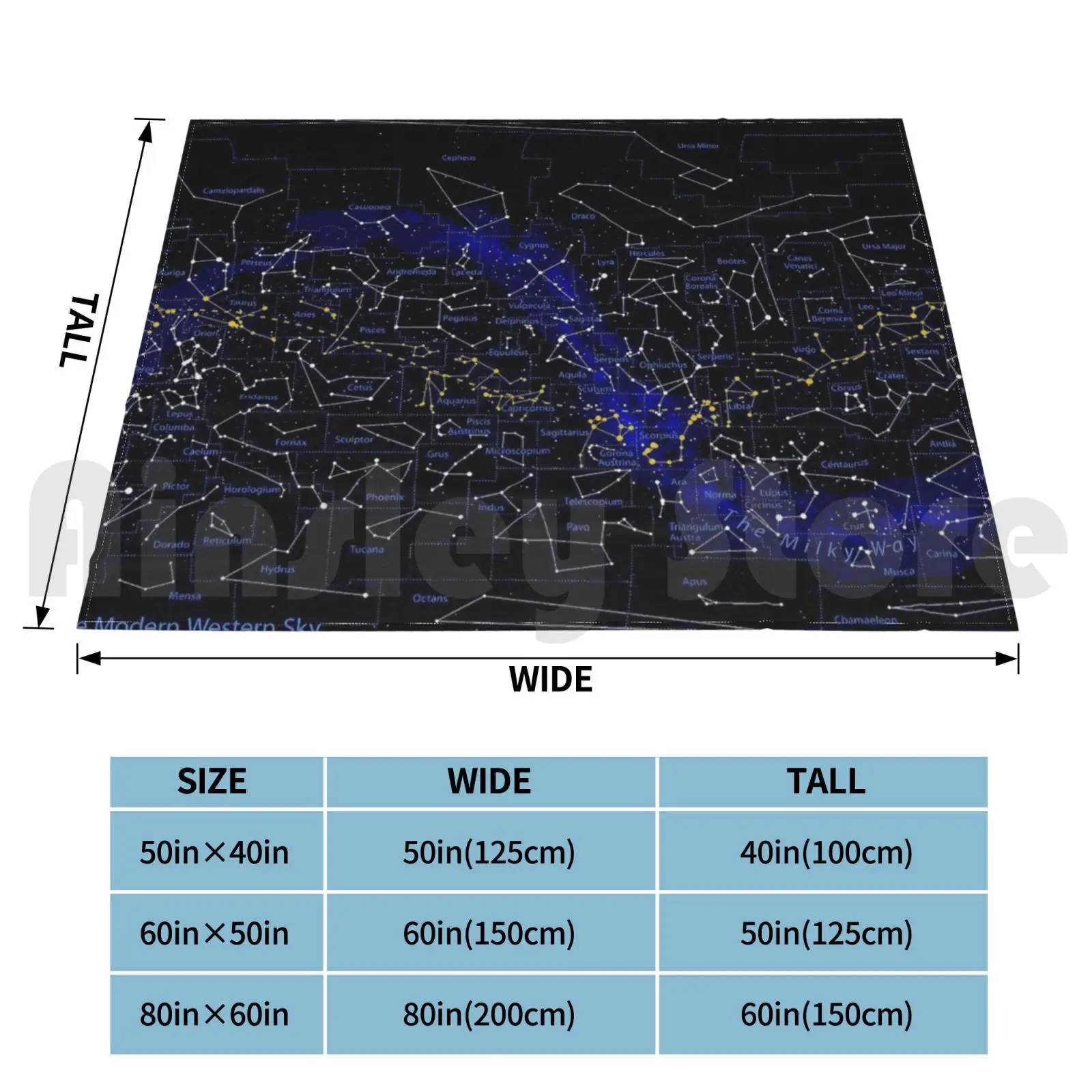 The Modern Western Night Sky Print Blanket Super Soft Warm Light Thin Western Night Sky Stars Suns Comets Planets