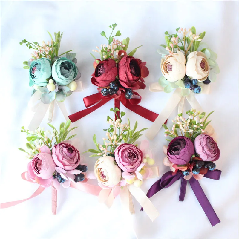 Lovegrace Pols Corsage En Boutonnières Bruiloft Bruid Armband Zijde Bloem Stalknecht Boutonniere Broche Pins Bruiloft Corsages