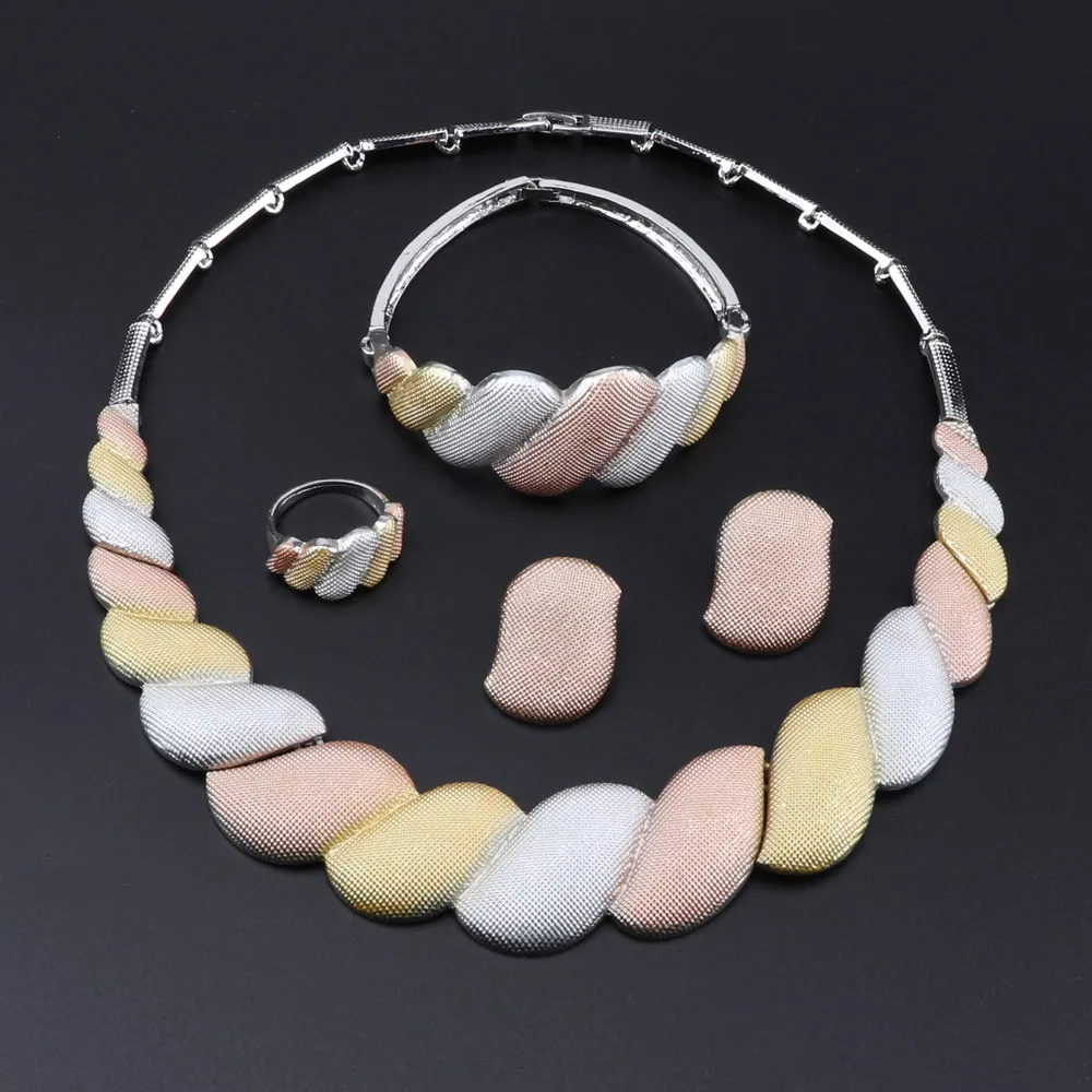 CYNTHIA Nigerian Wedding Gold Color Necklace Earrings Bracelet Jewelry Set Party African Dubai Crystal Jewelry Sets for Women