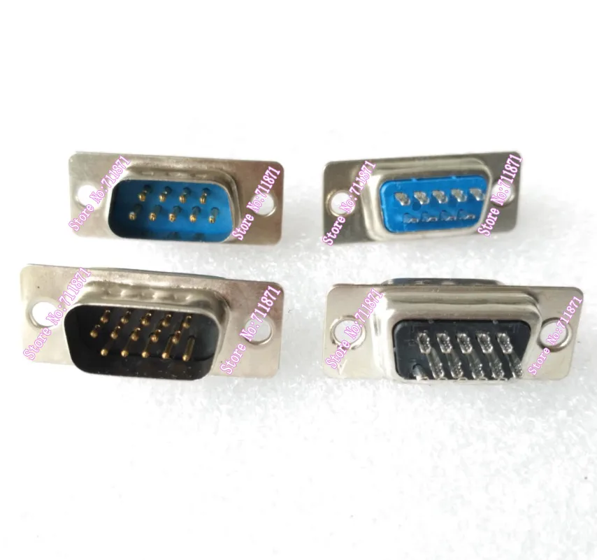 9P 15 Pin RS232 D-Sub VGA DB9 Nam Hàn Cắm Bộ 9 15 Kim RS232 D-phụ VGA DB15 DB9 Nam Hàn Kết Nối Adapter