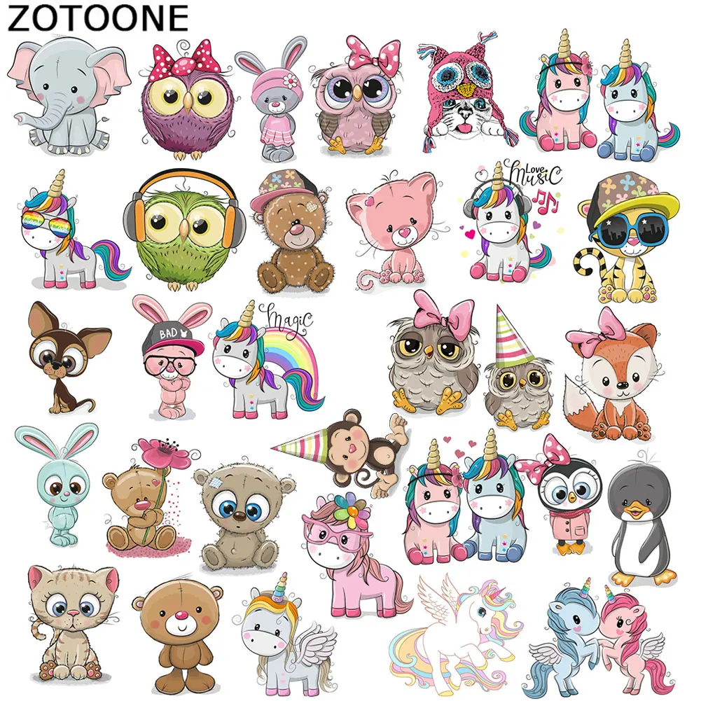 

ZOTOONE DIY Thermo Stickers Iron on Transfers Patches for Clothing Cute Animal Owl Heart Transfers Patch for Children's Clothes