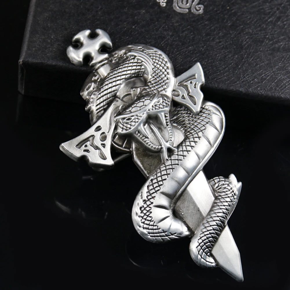 Cool Trend Metal Men's Punk Belt Buckle Knife Snake Totem Sword Wild Boa Constrictor Hip Hop Gift for Men Jeans Accessories