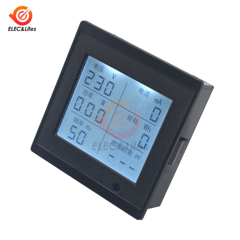 التيار المتناوب 80-300 فولت LED عرض مقياس التيار الكهربائي الفولتميتر Wattmeter لوحة متعددة الوظائف فولت الجهد متر فاحص وظيفة واقية