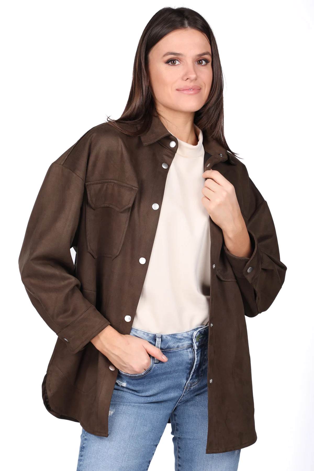 Khaki Suede Women Jacket