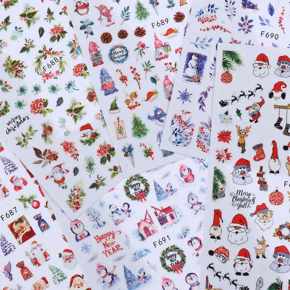 Adhesive Snowman Penguin Elk Christmas Nail stickers Snowflake