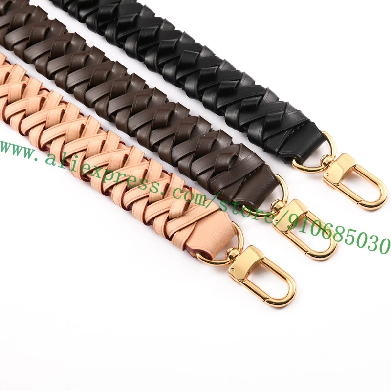 Imagem -03 - Real Leather Trançado Handle Strap para Mulheres Designer Handbag Bucket Bolsa Purse Carry Parts Substituição Cores Lady Ne0n0e 31cm