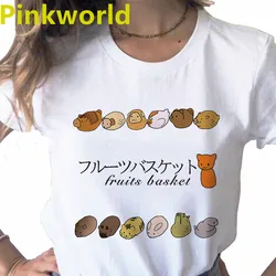 Summer New Funny Anime Fruits Basket print ladies T-shirt ladie casual basis O-collar white shirt short sleeve T-shirt,Drop Ship