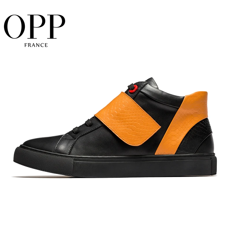 

OPP High Top Men boots Genuine Leather shoes Casual Shoes for man Height Increasing Breathable Hard-Wearing Anti-Odor FR