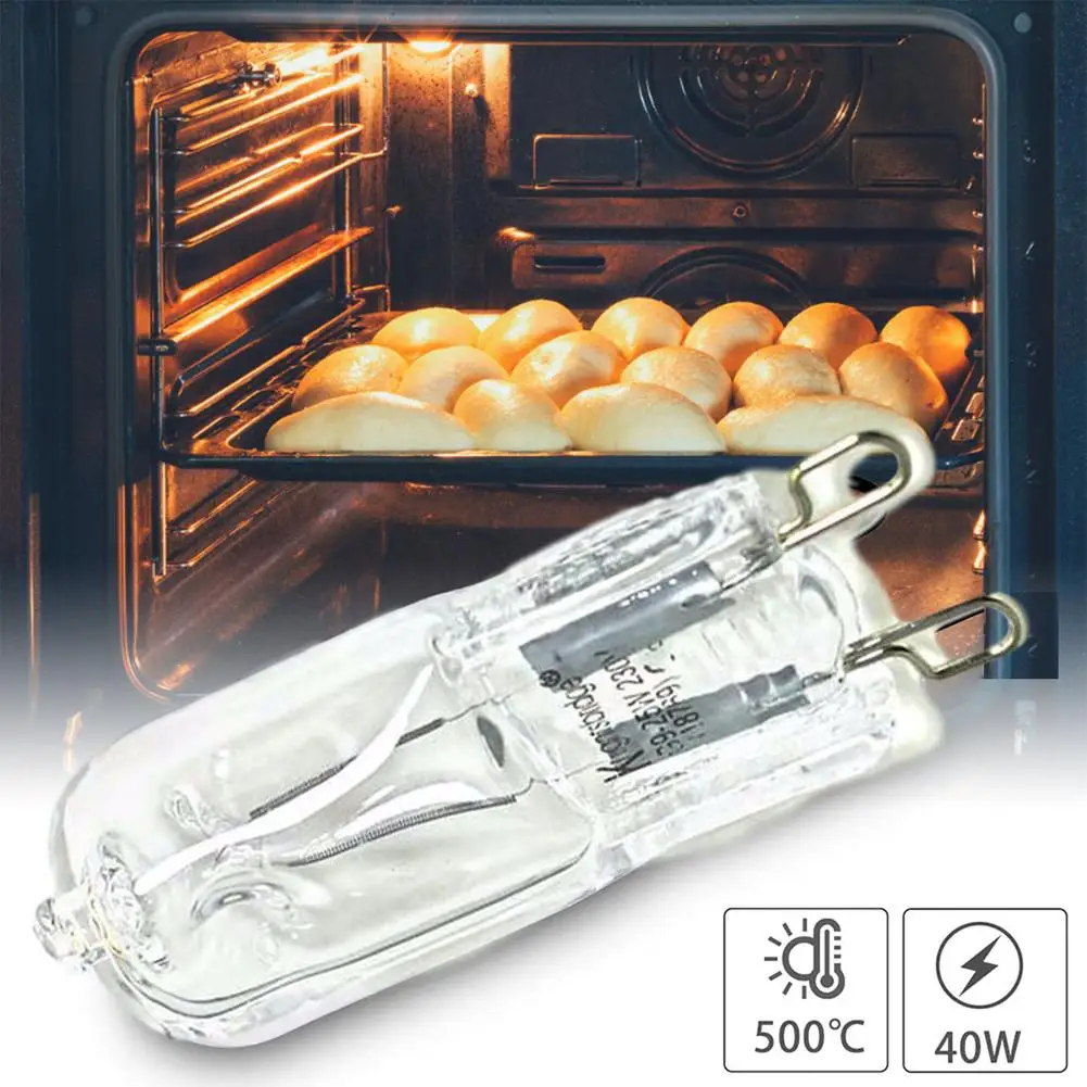 Lámpara de horno G9 resistente a altas temperaturas, lámpara halógena duradera de 500 ℃, caja de vapor, Bombilla de iluminación de horno de anclaje, 40w, 1 o 2 unidades