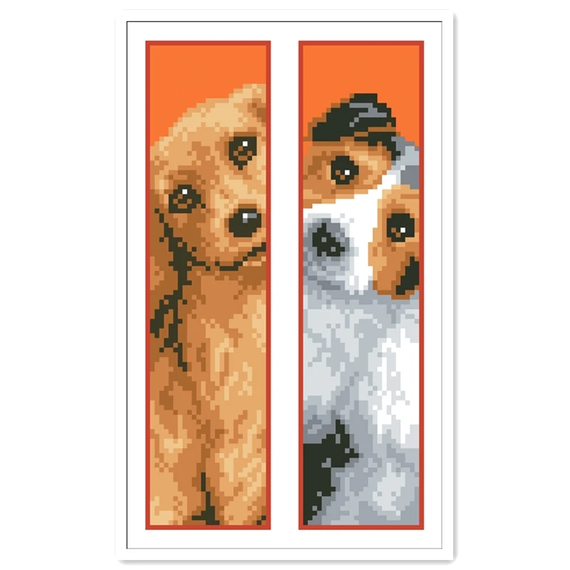 Tiger dogs  patterns on both sides  bookmarks cross stitch kit counted 18ct 14ct Plastic Fabric needlework embroidery Craft kit