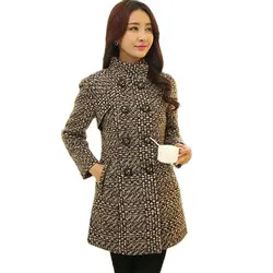 Women New Autumn Winter Mid-Length Fashion Woolen Jacket Female Middle-Aged Mother Wear Plaid Thicken Woolen Coat A977