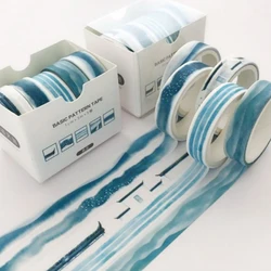 5Pcs/Set Scenery Washi Tape Decorative Adhesive Tape Solid Color Masking Tape washitapes Stickers Scrapbooking DIY Grid Tape