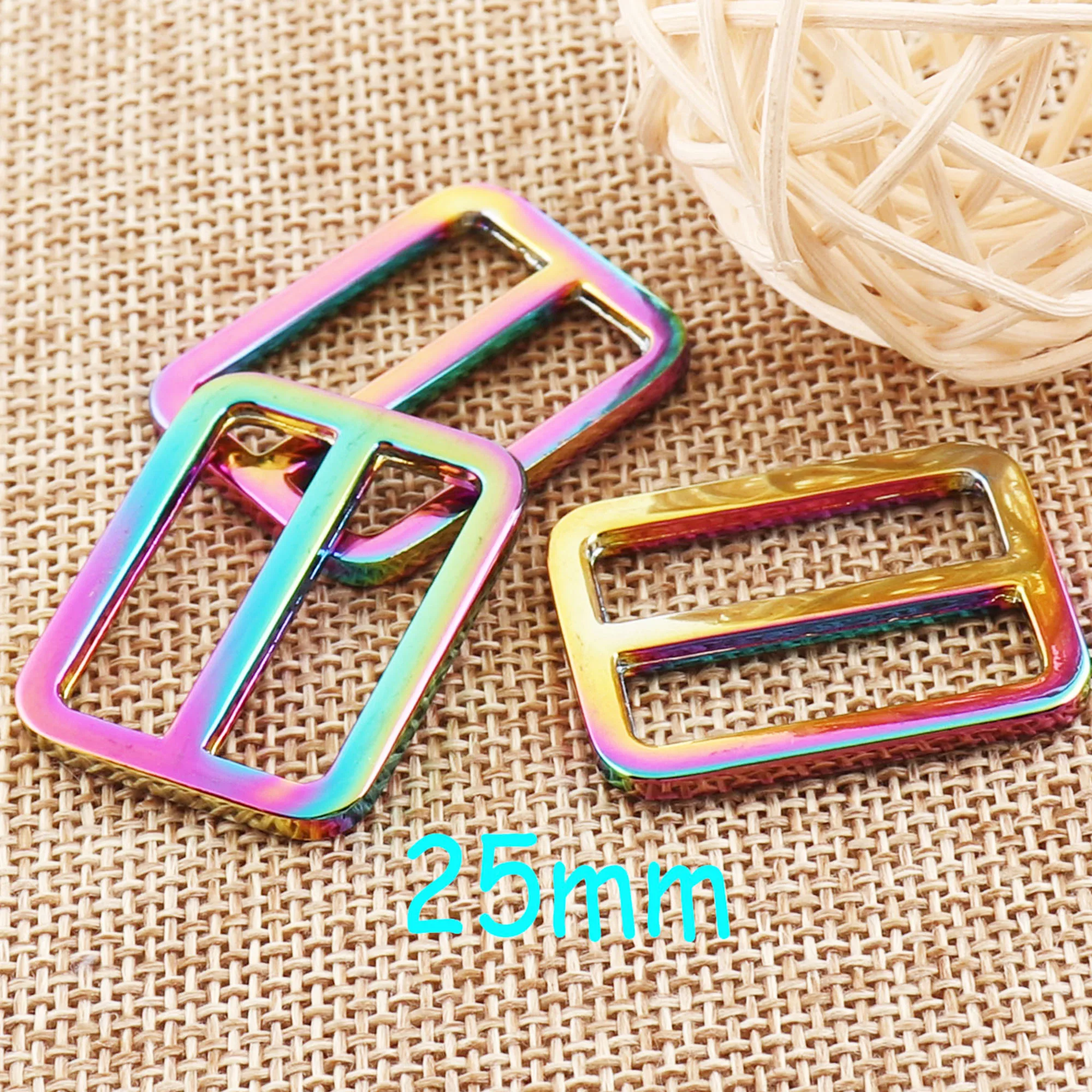 

8 PCS Multicolored Slider Buckle 1"(25mm)Metal Rainbow Adjustable webbing Purse Bag buckles Handbag hardware Strap supplies