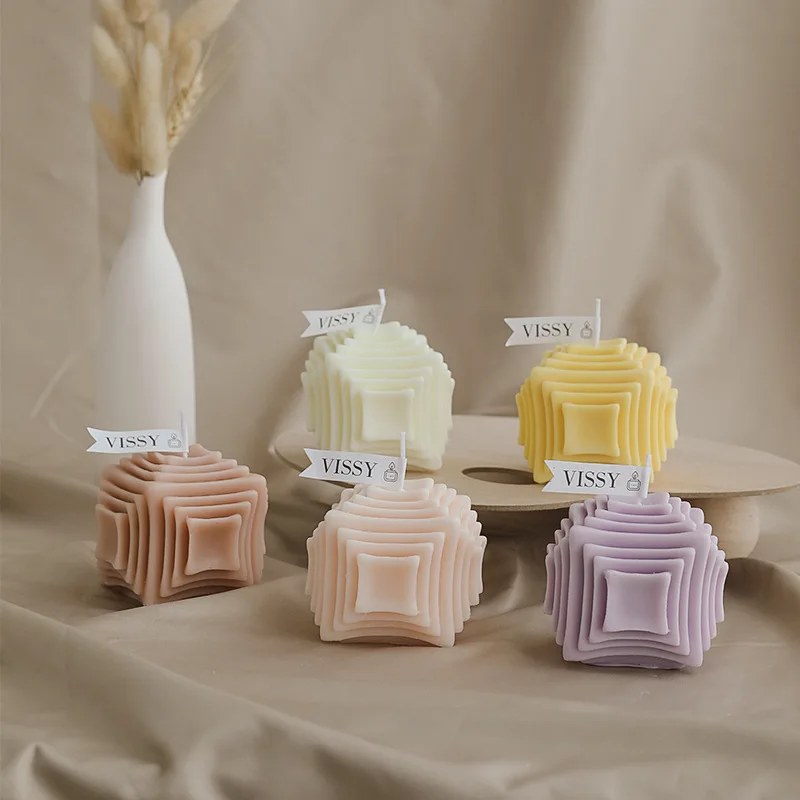 Home Decoration  Rubik's Cube Scented Candle Hand-made Aromatherapy Fragrance Candelabra Centerpieces Dining Table Wedding Decor