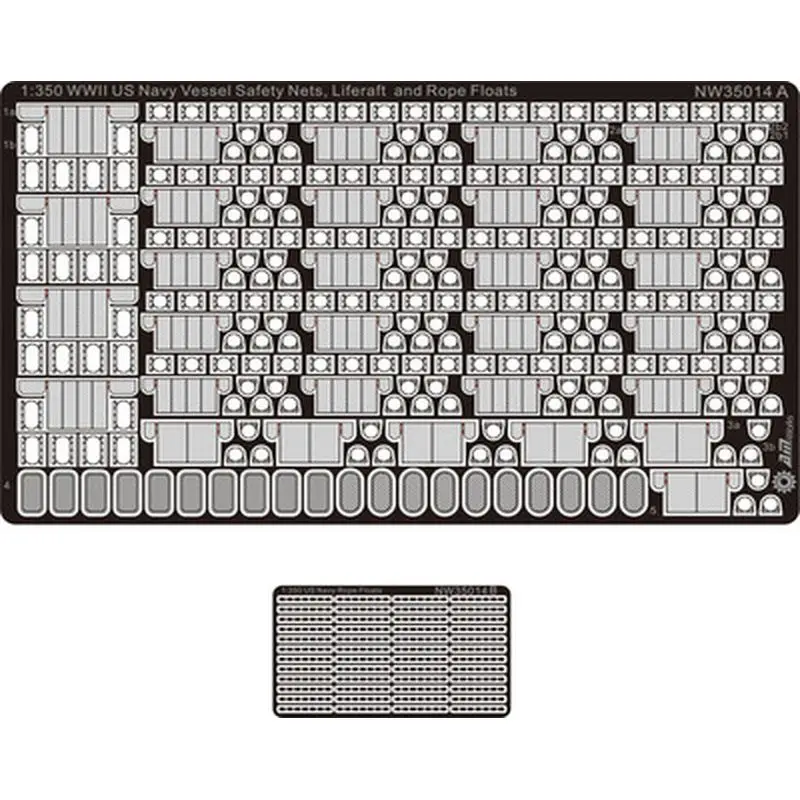 AM-WORKS NW35014 1/350 WWII US Navy Liferafts, Safety Nets and Rope Floats - Upgrade Detail Set