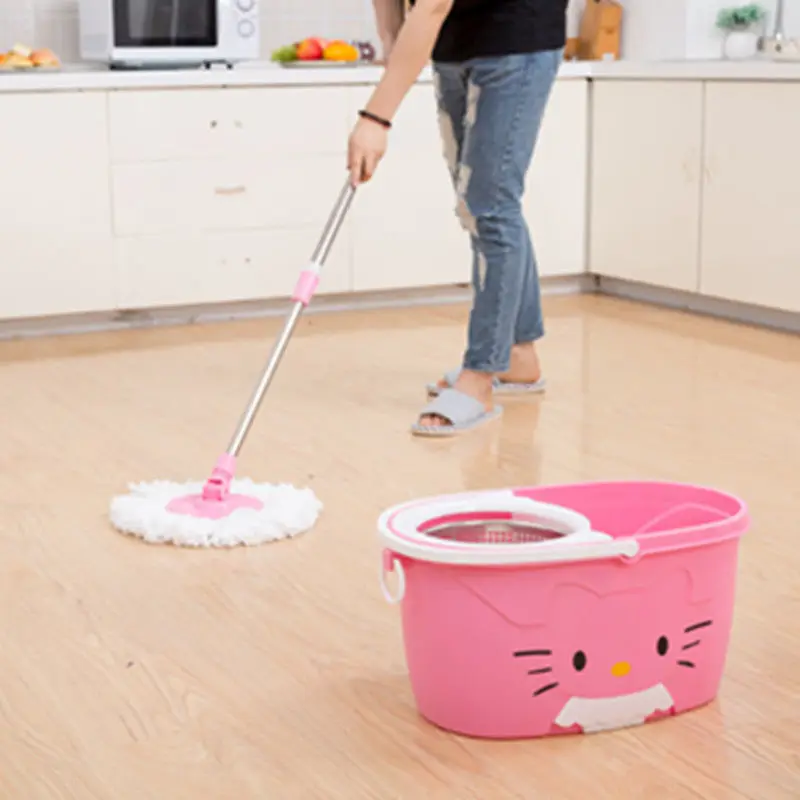 TAKARA TOMY Hello Kitty Home Rotating Mop Mop Bucket Free Foot Step on Magic Mop Free Hand Washing Lazy Mop