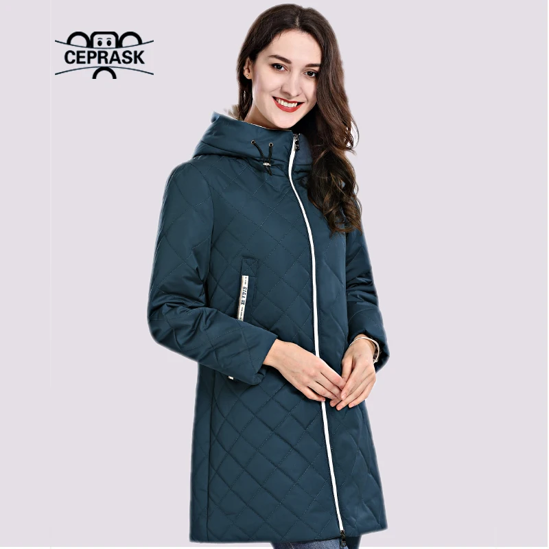 CEPRASK 2023 Spring Autum Jackets Women Long Outerwear Female Parka Hooded High Quality Warm Thin Cotton Coats New Padded