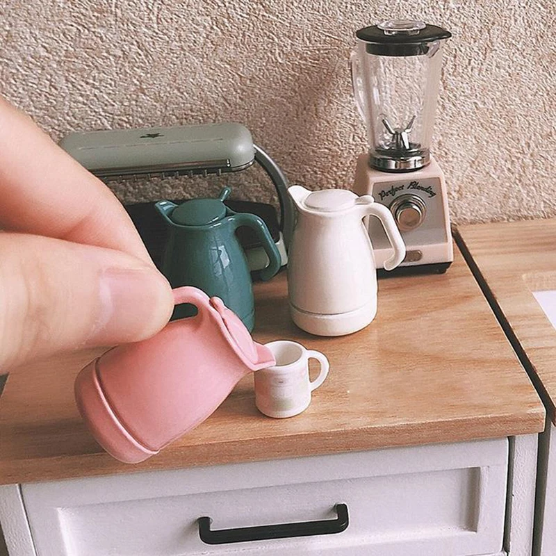 NEW 1PCS 1/12 Scale Miniature Dollhouse Mini Kettle Pot for Blyth Barbies OB11 BJD Doll House Kitchen Play Toys Accessories