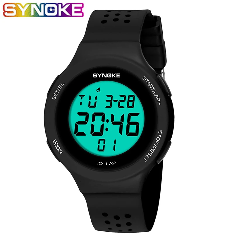 SYNOKE-Montre de sport électronique numérique LED pour homme et femme, étanche, ultra mince, unisexe, militaire, plongée, 50m