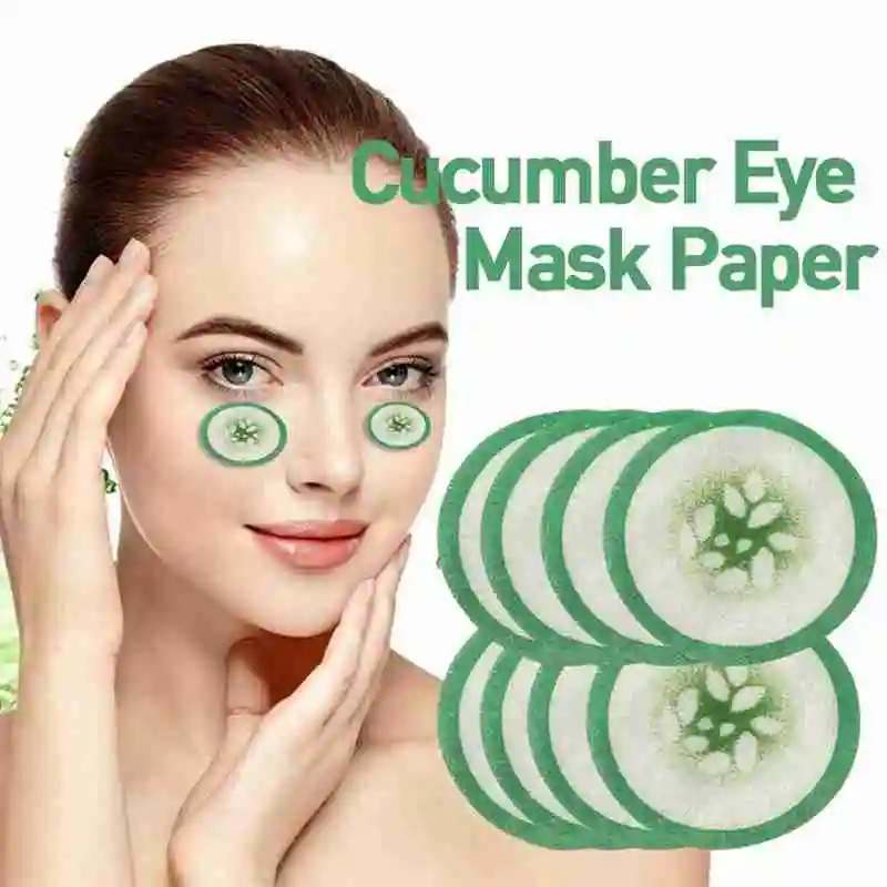 100Pcs/Pack Disposable Non-Woven Printed Green Cucumber Pattern Eye Mask Paper Eye Patches Eyes Skin Care Beauty Pads parches