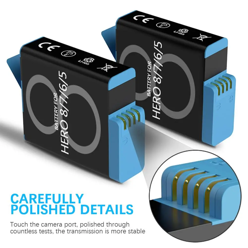 Anjielosmart 빠른 충전 액션 카메라 배터리 충전기 GoPro Hero 8 배터리 액세서리 Gopro 배터리 영웅 7 영웅 배터리