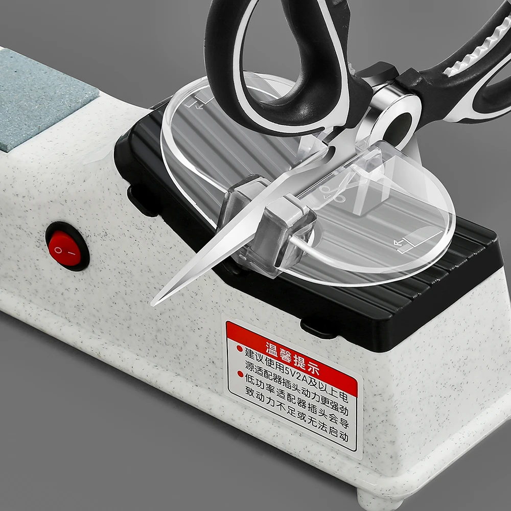 USB Electric Knife Sharpener Adjustable For Kitchen Knives Tool Knife Scissor Sharpening White Medium and Fine Grinding Blade