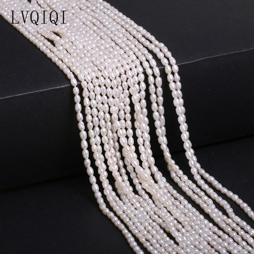 Natural Freshwater Pearl Beaded High Quality Rice Shape Punch Loose Beads For Making Jewelry DIY Bracelet Necklace Accessories