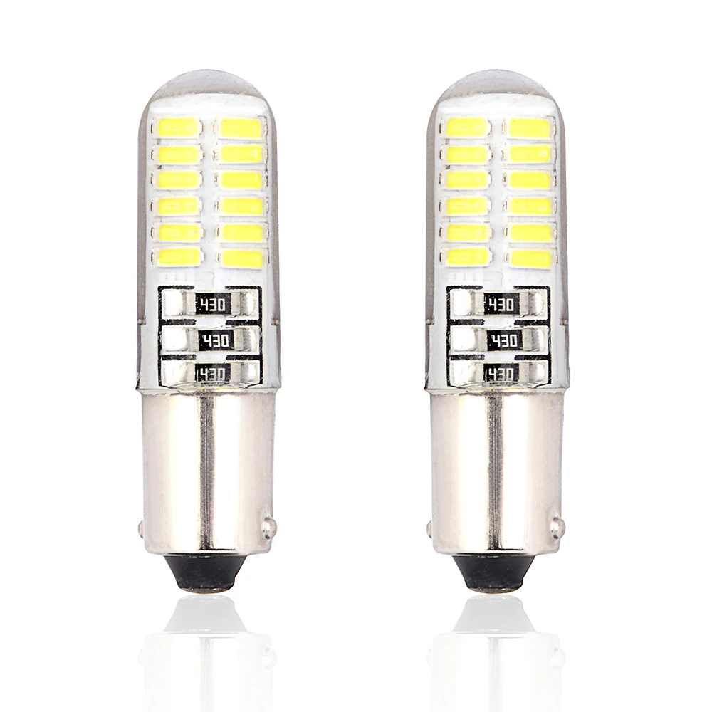 1PCS BA9S/T4W LED silica gel bulb with 24SMD 3014 LED chips for automobile wedge marker car light white 12V